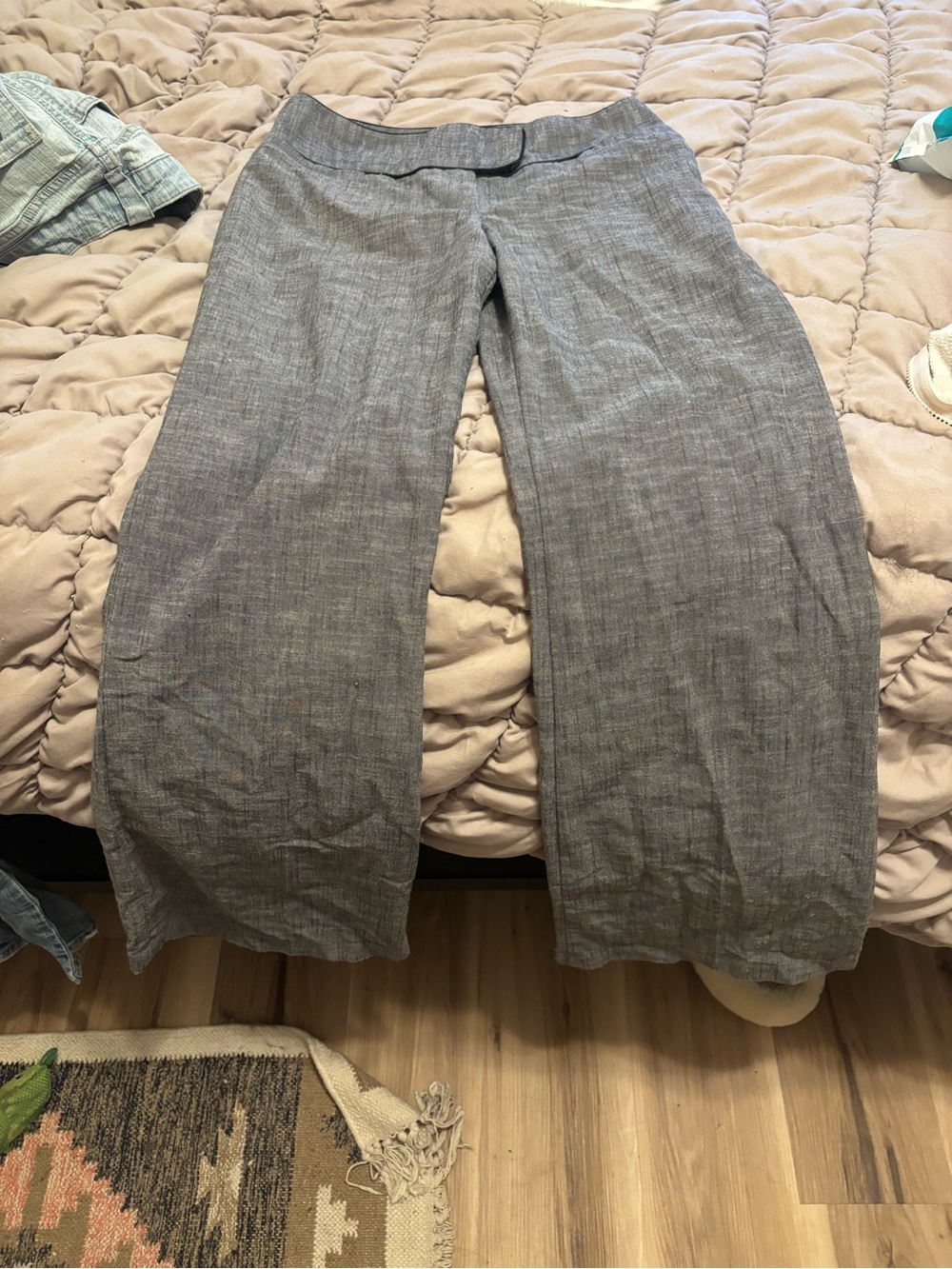 Byer California Heather Gray Linen-Blend Dress Pants